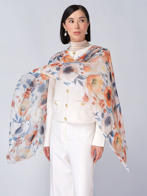 Большой, мягкий, тонкий и очень нежный двусторонний палантин с рисунком - Tantino фото 4