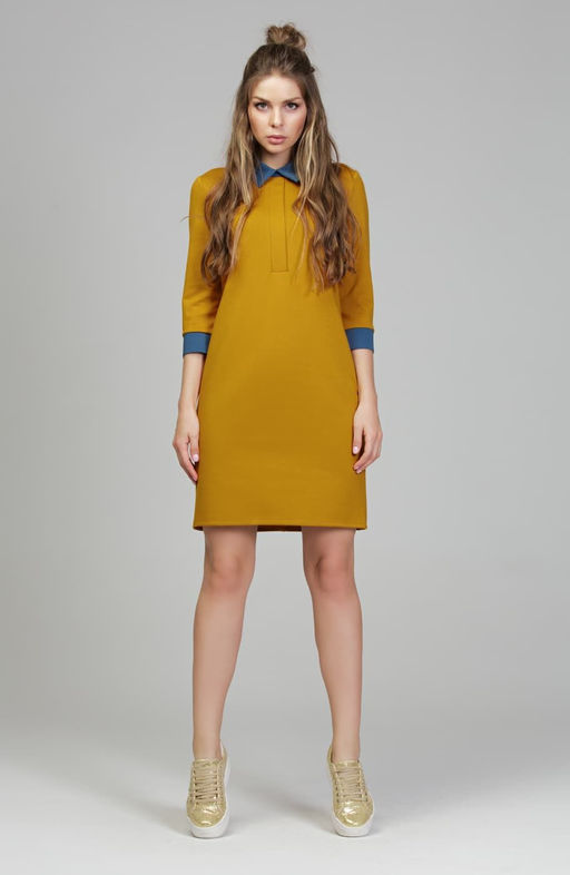 Коктейльное платье горчичный - Donna saggia фото 4