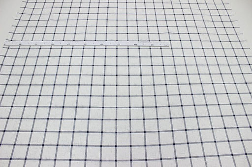 Рогожка Темная серо-синяя клетка (6.5*6.5см) на белом, ш.1.5м, хлопок-100%, 160гр/м.кв - Купава фото 3