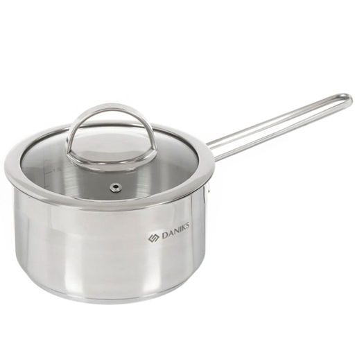 Ковш 1.8 л Daniks GS-01319-16SP Бонн, нержавеющая сталь, с крышкой, крышка стекло, индукция /DANIKS/