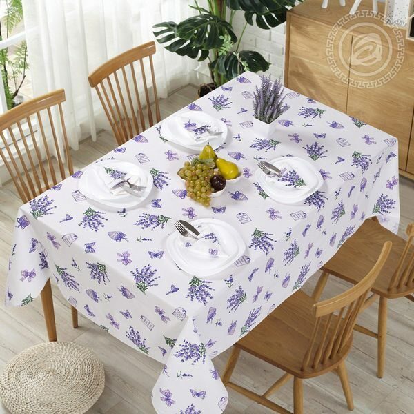 Столовый набор Сиреневая дымка:скатерть 150*250 см.+12 салф. рогожка - Лен поволжья фото 4