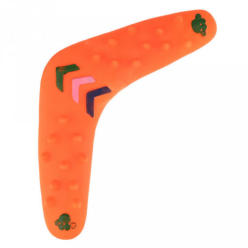 Игрушка для собаки "Бумеранг" 27,5х18х2,5см, с пищалкой, ПВХ, фактурная, цвета микс (ярко-оранжевый, ярко-розовый), "Пэт тойс (Pet toys)" (Китай)