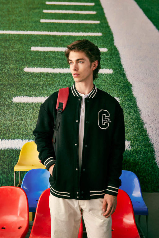 Кардиган оверсайз на мягкой подкладке с воротником-бомбером и принтом - Defacto фото 2