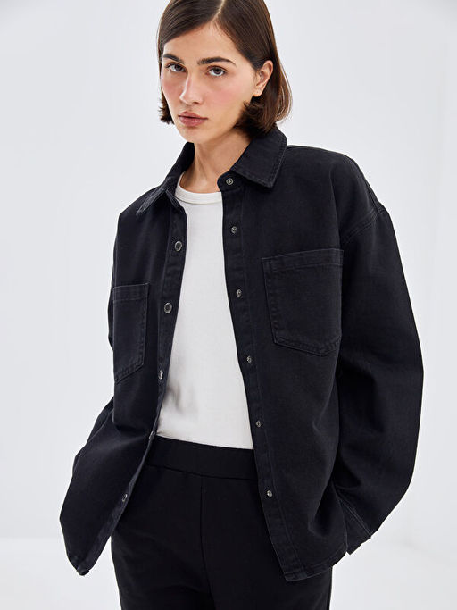 Oversize Kad?n Jean G?mlek Ceket