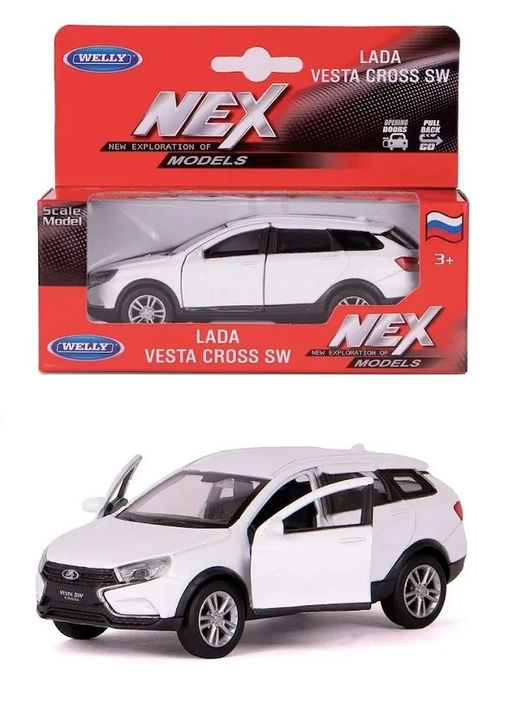 Welly. Машинка 1:38 "LADA Vesta SW Cross" пруж. мех., белый арт.43763W-W