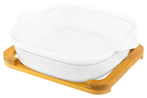 Блюдо д/зап и серв 31,5*25,6*12,5 см 2 л Розы + стекл крышка на дер подставке - Elan gallery фото 9