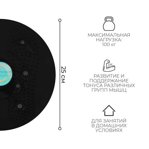 Диск здоровья ONLYTOP, с магнитными вставками, d=25 см, цвета МИКС