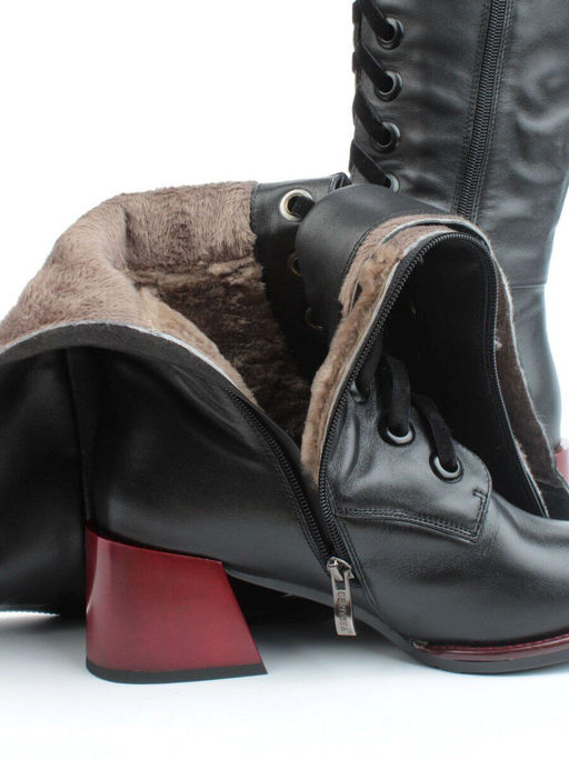 02-BA100-1 BLACK Сапоги зимние женские (натуральная кожа, натуральный мех)