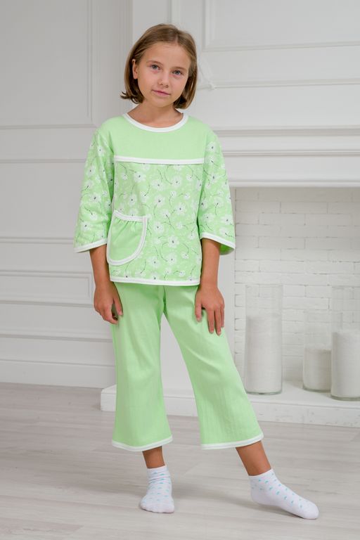 Пижама детская из футера Катя зеленый - Амадэль фото 4