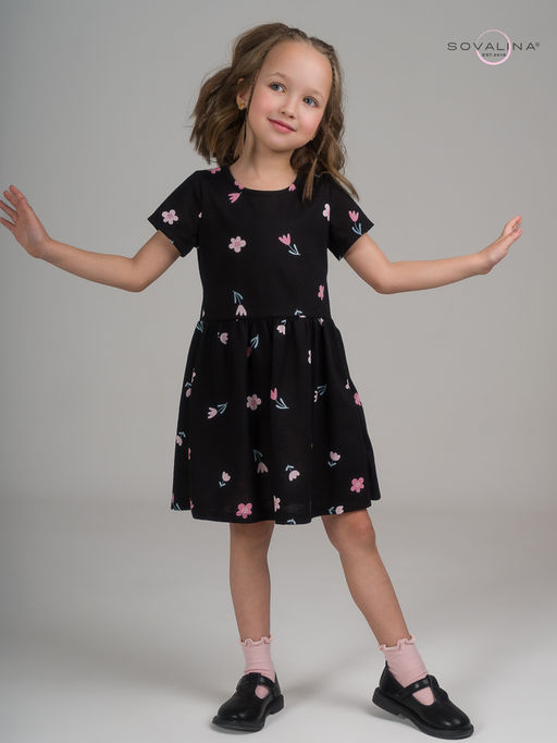 Платье Лето тюльпаны на черном