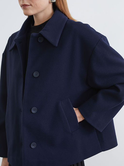 G?mlek Yaka Oversize Kad?n Ka?e Kaban