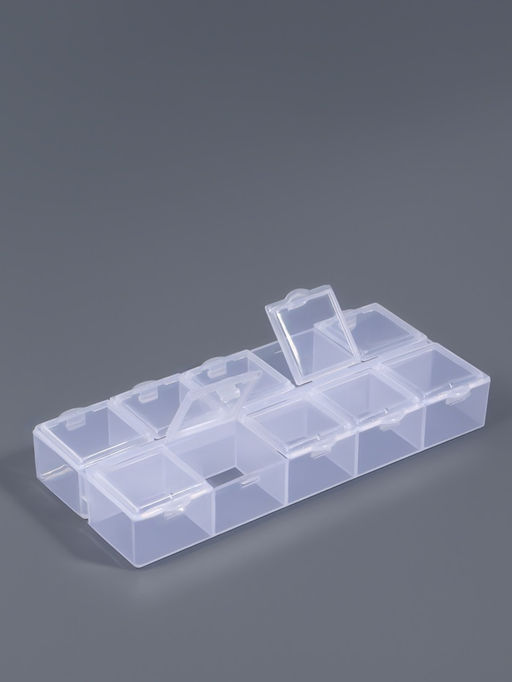 Цена за 4 шт. Органайзер для хранения мелочей, 10 ячеек, 13.5×6.5×2 см, прозрачный