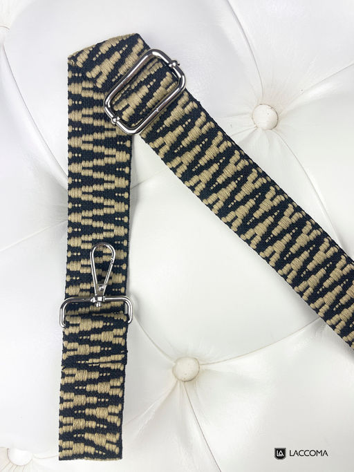 LACCOMA ремень 1000-22-3,8-зиг заг черный/бежевый полиэстр