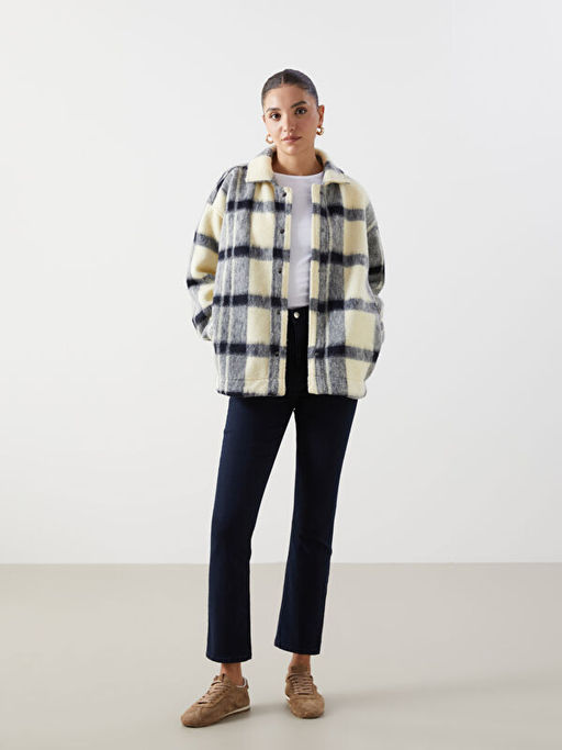 Ekose Oversize Kad?n Pel?? G?mlek Ceket