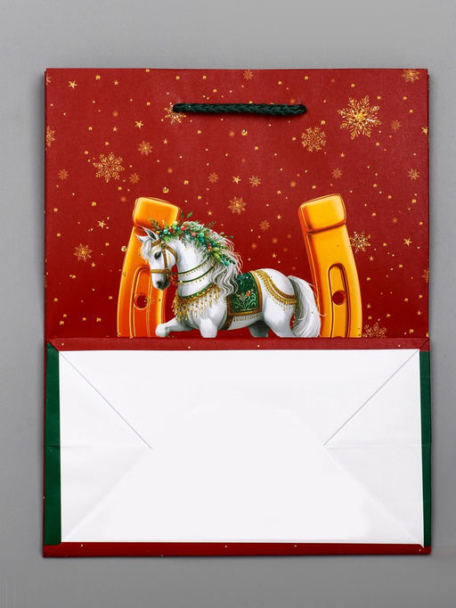 Пакет подарочный новогодний ламинированный, «Подкова», 18×10×22.3 см