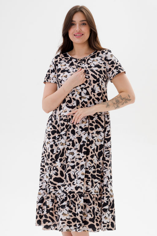 Платье женское из кулирки Кармелита 2 цветок крем - Амадэль фото 5