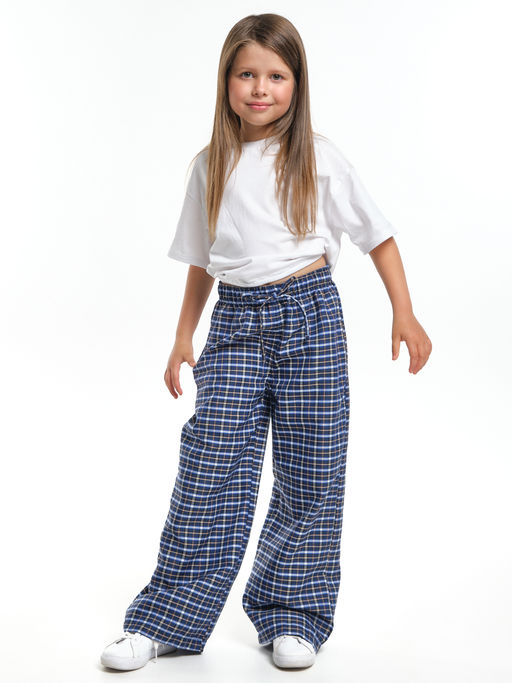 Брюки палаццо спортивные штаны для девочки одежда в клетку UD 7942 св.синяя клетка - Mini maxi фото 4
