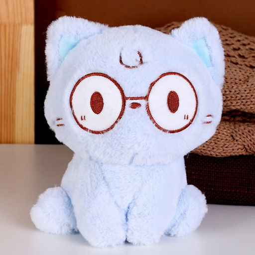 Мягкая игрушка Кот в очках, 20 см, цвет голубой