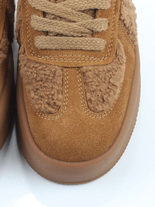 04-P133-2C BROWN Кроссовки демисезонные женские (натуральная замша, байка)