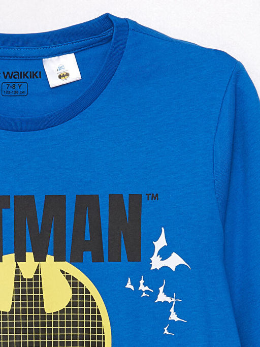 Bisiklet Yaka Batman Bask?l? Uzun Kollu Erkek ?ocuk Pijama Tak?m? - Waikiki фото 3