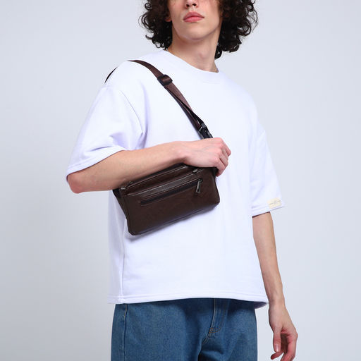 Сумка поясная на молнии, 3 наружных кармана, цвет коричневый - Simaland фото 2