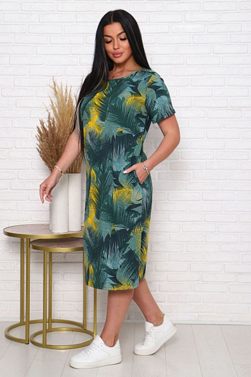 Платье трикотажное с карманами, хаки (926-2) - Плиона фото 7