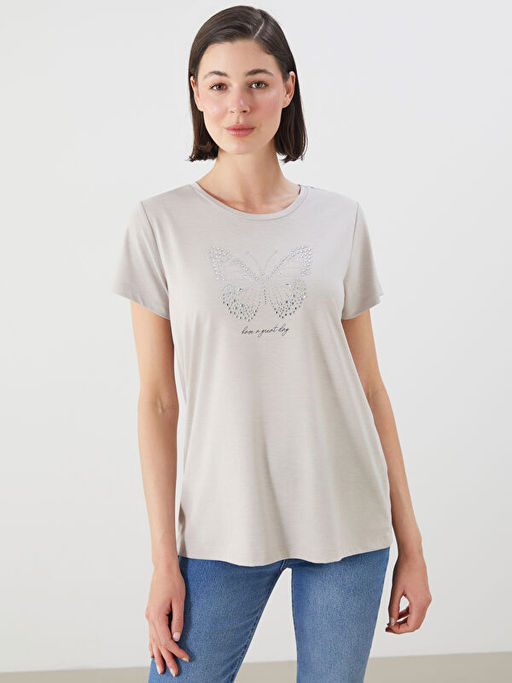 Bisiklet Yaka Nak??l? Kad?n Ti??rt