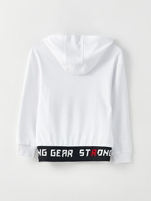 Kap??onlu Bask?l? Uzun Kollu Erkek ?ocuk Ti??rt - Waikiki фото 2