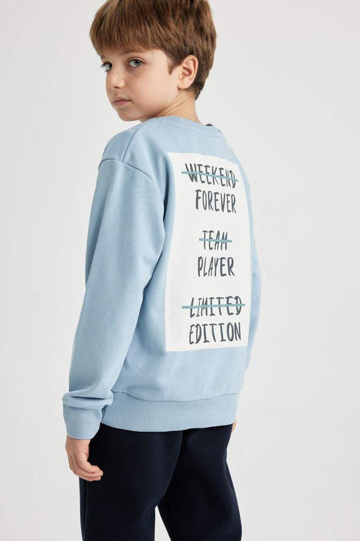 Толстовка с принтом для мальчиков с круглым вырезом на спине - Defacto фото 8
