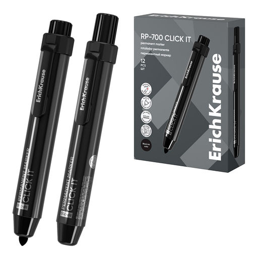 Маркер автомат. ErichKrause "RP-700" перм., пулевидный 2 мм, черный (60828)