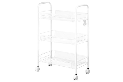 Этажерка многофункциональная 3-х ярусная 44,5*25,5*63,5 см Белая на колесиках, металлическая - Elan gallery фото 4