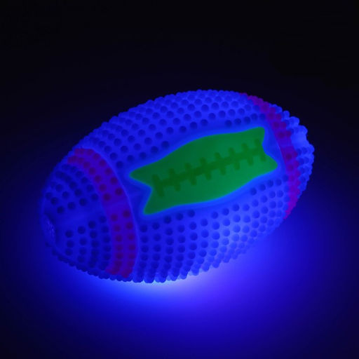 Мяч для собак светящийся с пищалкой Регби, TPR, 7 см, голубой - Пижон фото 4