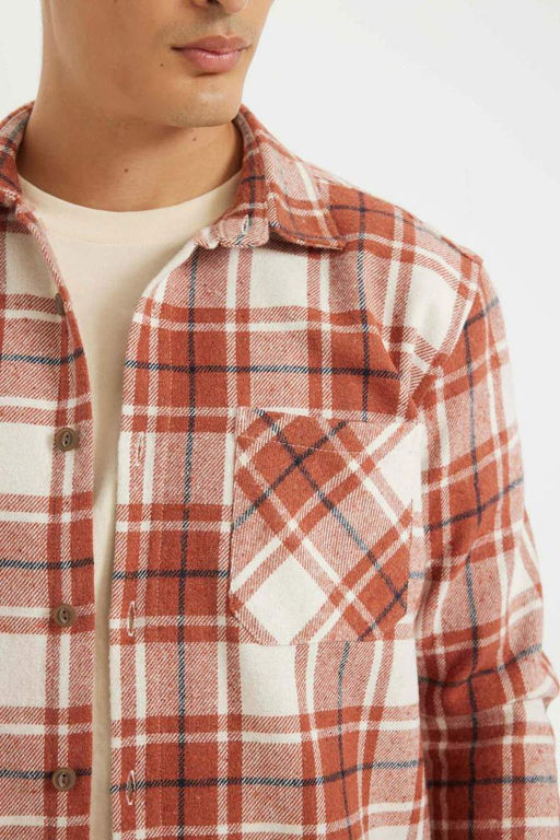 Рубашка стандартного кроя с воротником-поло и длинными рукавами - Defacto фото 5