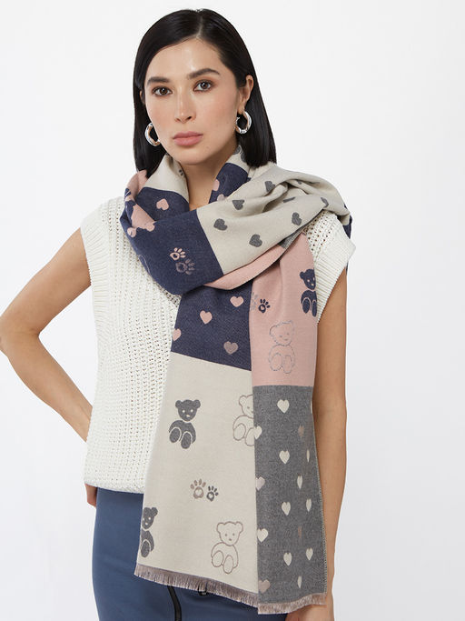 в составе ШЕРСТЬ и КАШЕМИР Большой, мягкий, теплый двусторонний палантин с принтом. - Tantino фото 4