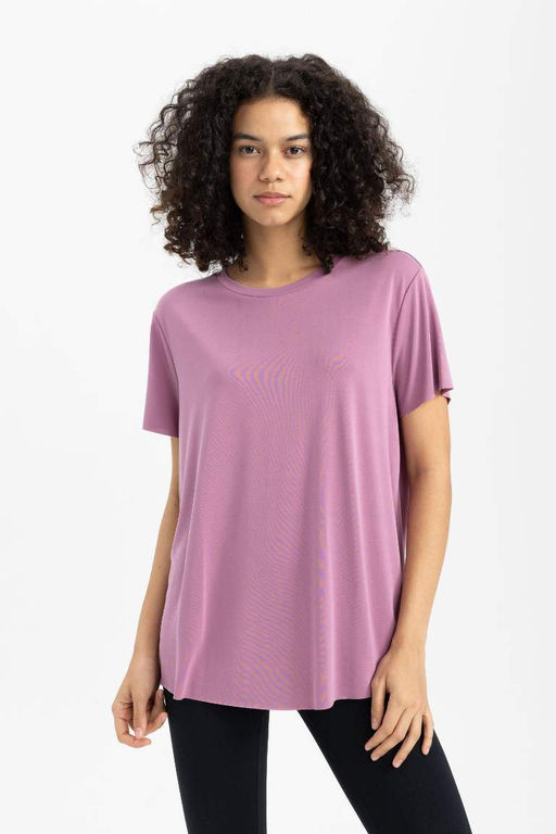 DeFactoFit Oversize модальная спортивная футболка с круглым вырезом и короткими рукавами  фото 6