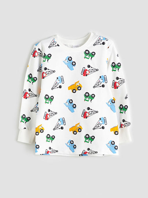 Bask?l? Erkek ?ocuk Pijama ?st