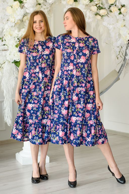 Платье женское из кулирки Кармелита розовые розы - Амадэль фото 2