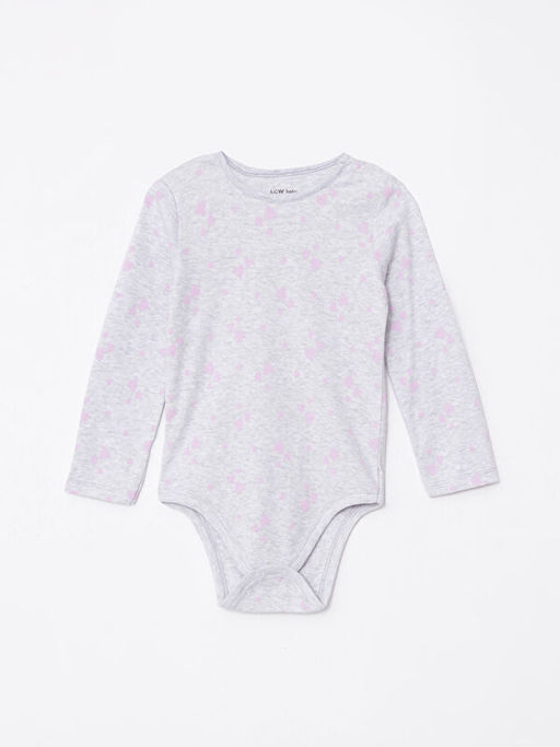 Bisiklet Yaka Uzun Kollu Desenli K?z Bebek ??t??tl? Body 2li - Waikiki фото 3