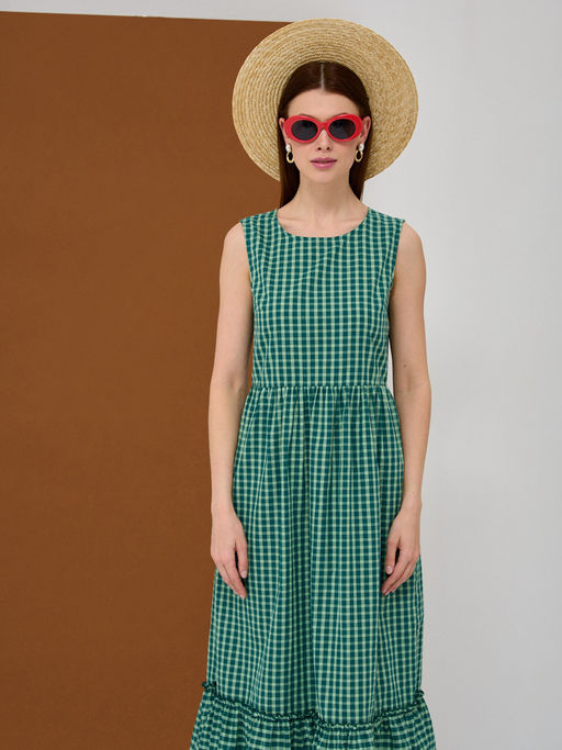 Платье хлопок клетка зеленая - Tantino фото 5