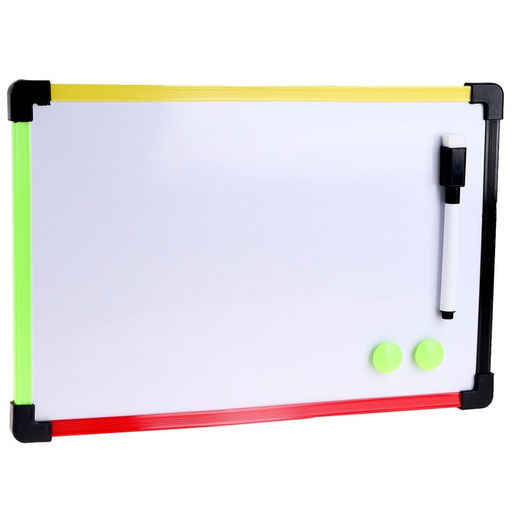 Доска магнитно-маркерная с магнитами и маркером «Цветная» 1×30×20 см, МИКС