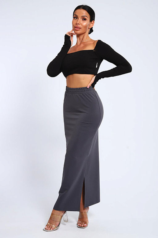 Юбка, футер (01056, черный макси) - Плиона фото 46