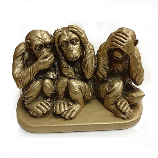 Три обезъянки Не вижу зла не слышу ничего не скажу 10см-15см ХРУПКОЕ