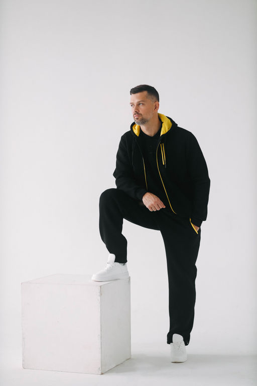 Утепленный костюм Футер 3-х ниточный М-1617: Чёрный / Жёлтый - Relay фото 29