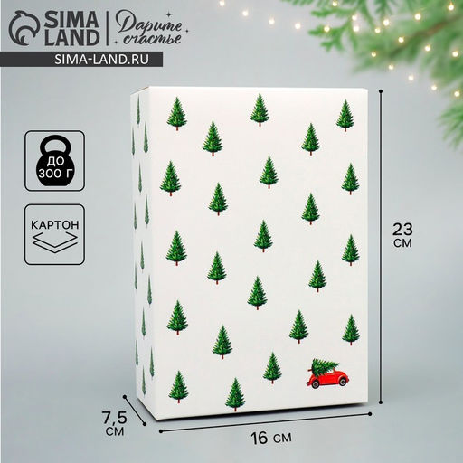 Цена за 2 шт. Коробка подарочная новогодняя складная Машинка, 16?23?7.5 см