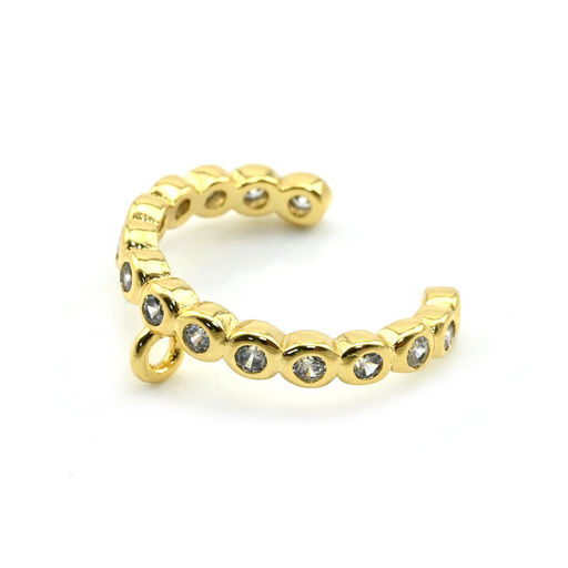 Серьга-кафф 13*2мм с фианитами, цв.золотистый, 1 штука