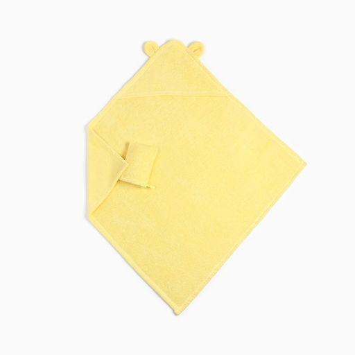 Набор для купания Крошка Я(полотенце-уголок 85*852см,полотенце 40*55см, рукавица) св-желтый  фото 2