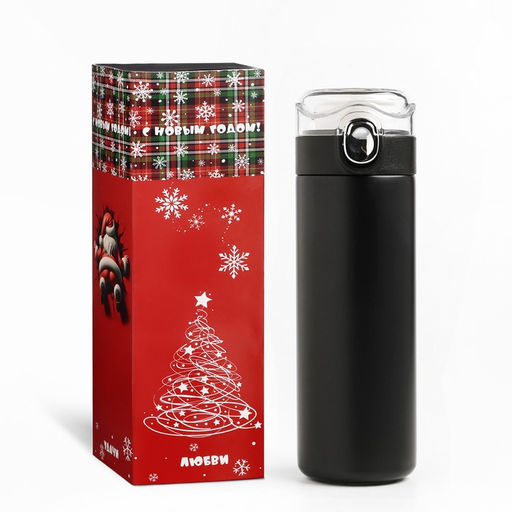 Термос Мастер К Simple, 400 мл, 20.5?6.3 см, сохраняет тепло 8 ч, нержавеющая сталь, чёрный