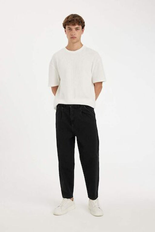 Джинсовые брюки стандартного кроя с завышенной талией свободного кроя и объемным кроем - Defacto фото 4