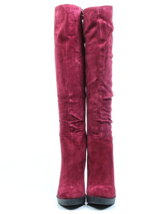 02-A163W-179X WINE Ботфорты зимние женские (натуральная замша, натуральный мех (еврозима))