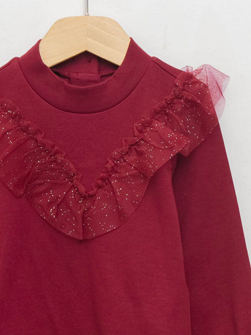 Yar?m Bal?k?? Yaka Uzun Kollu T?l Detayl? K?z Bebek Ti??rt - Waikiki фото 3